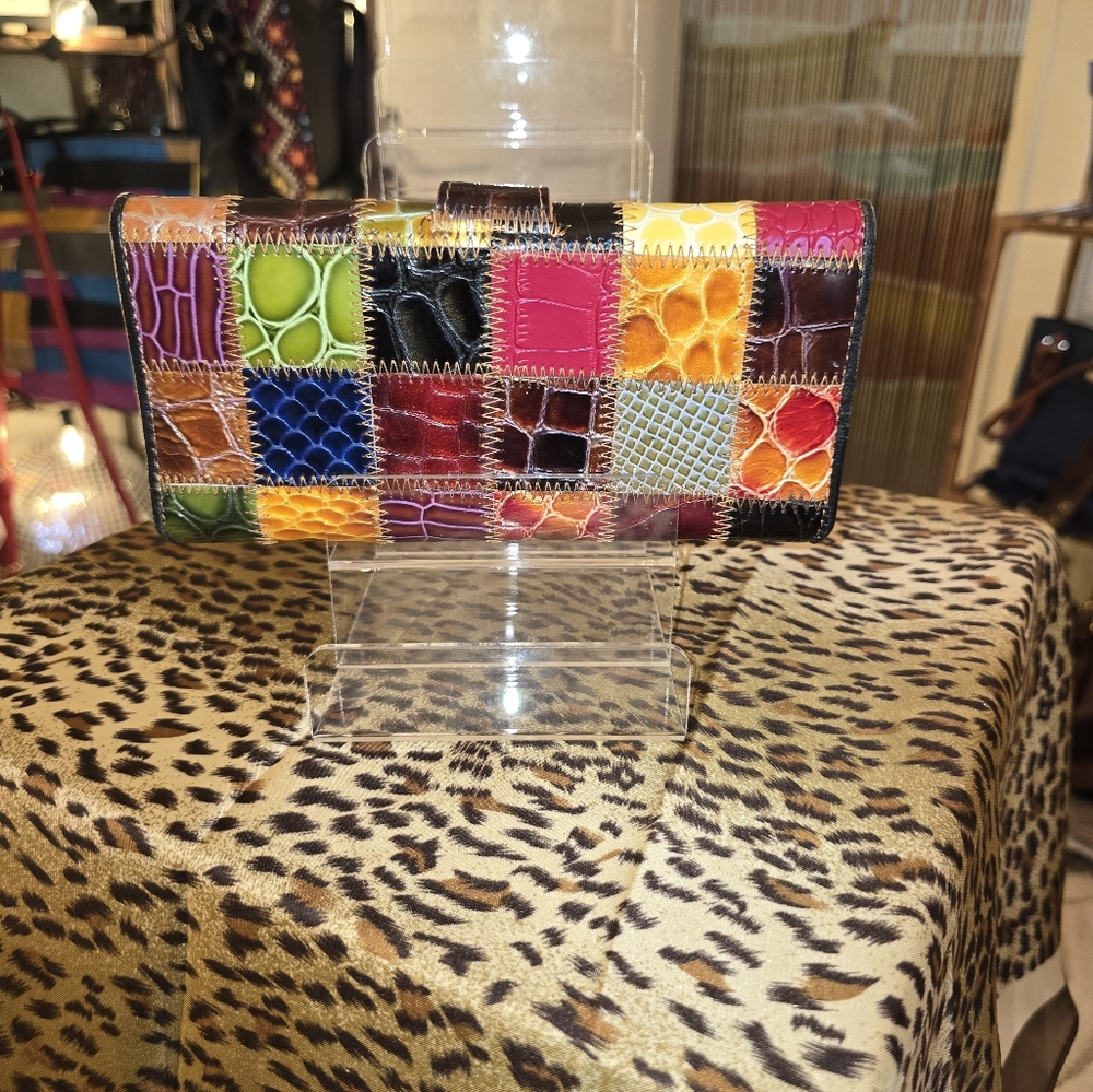 Temanli Leather Multicolor Patchwork Wallet - image 2